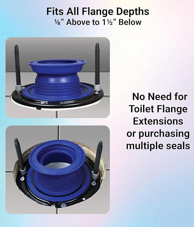 One N Done Toilet Flange Repair Kit - Toilet Kit For Low or Broken Flange. Toilet Wax Ring Replacement Kit W/Toilet Flange Extender Kit, Easy Toilet Bolts, & Toilet Caps For Bottom of Toilet. (1 Ea.)