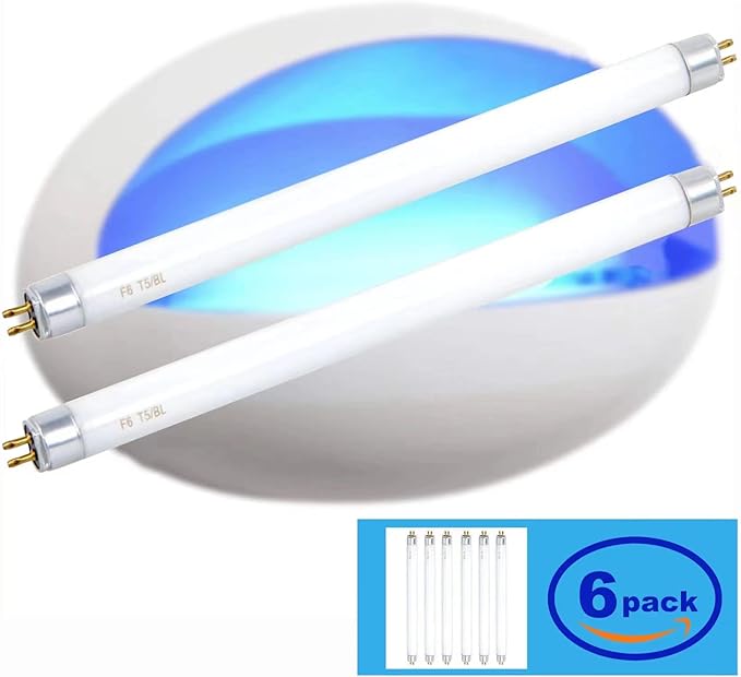 6 Pack UVA-BL T5 6W 32050 F6T5/BL Replacement Bulb Fluorescent Light Tube 6 watt for DynaTrap DT2000XL,DT2000XLP and DT3012, 9 Inches