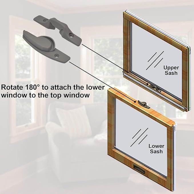 Window Sash Lock & Latch and Keeper Replacement for Andersen 200 Series Narroline and 400 Series Tilt-Wash Double-Hung Windows 1968 to Present (1 Pack, Stone Color)