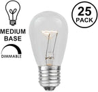 Novelty Lights 25 Pack S14 Outdoor Patio Edison Replacement Bulbs, E27 Medium Base, Red, 11 Watt