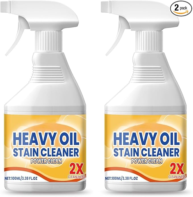 Heavy Duty Kitchen Degreaser Spray, Powerful Cleaner for Stubborn Oil Stains, Grease Remover for Stovetops, Countertops, Ovens & Grills, 2 PCS