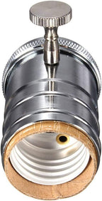 2 Pack Lamp or Fixture Replacement, E26/ E27 Solid Brass Industrial Light Socket Vintage Edison Pendant Lamp Copper Holder with Switch (Silver)