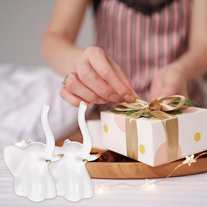 2PCS Toilet Bolt Covers Decorative, Ceramic Toilet Bolt Caps for Bottom Screws,Easy to Install Cute Bathroom Decor, Animal-Shaped Bowl Screw Cover Set Protectors for Modern Home(White, Elephant)