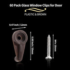60 Pack Glass Window Clips Brown Retainer Clips, Glass Door Holder Cabinet Panel Bracket Screen Fixing Clips, Glass Door Retainer Kit Mirror Hanging Hardware for Vanity Mirror Window Screen