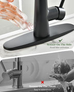 APPASO Touchless Kitchen Faucet Black, Side Motion Sensor Activated Hands-Free Kitchen Faucet with Pull Down Sprayer, Smart One-Handle Pulldown Kitchen Sink Faucet, Matte Black