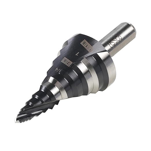 Heavy Duty M35 HSS 1/4 to 1-1/8 Inch Step Drill Bit with Double Flutes, Large High Speed Steel Step Bit for Stainless Steel, Metal, Wood