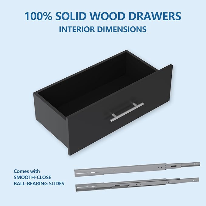 Modular Closet System, 60" Wide Closet Organizer System with Hanging and Drawers, Wood Tower Closet Storage for Walk In Closets, Wall Mounted Wardrobe Organizer Kit System, Bedroom, Black