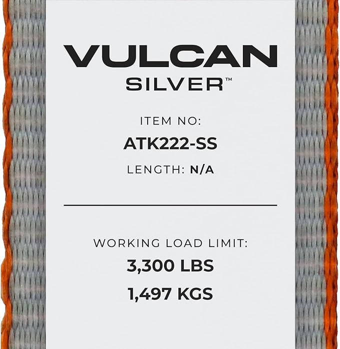 VULCAN Ultimate Axle Tie Down Kit - Silver Series Webbing - Includes (2) 22 Inch and (2) 36 Inch Axle Straps, (2) 96 Inch Snap Hook Ratchet Strap, and (2) 112 Inch Loop Tie Down Combinations