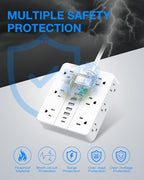 Power Strip with USB Ports, HUNIAN 5Ft Flat Plug Extension Cord Surge Protector, 12 Widely Outlet Extender with 6 USB Charger (2 USB C Ports), Desk Charging Station for Home, Office Supplies