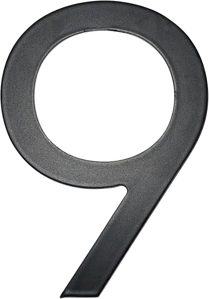 Adoorn 4 Inch Mailbox Numbers - Number 9, Black Color, Each Sold Individually, Premium Metal Self Stick Address Numbers, Weatherproof Mailbox Numbers for Outside