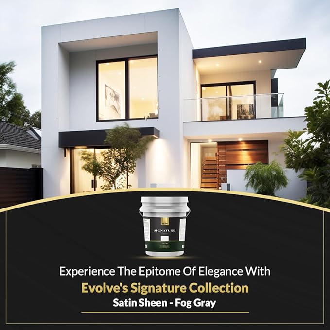 EVOLVE Signature Paint & Primer: Luxury Paint & Primer for Indoor & Outdoor Surfaces, Minimal Odor, Satin Sheen (Fog Gray, 5 Gallon)