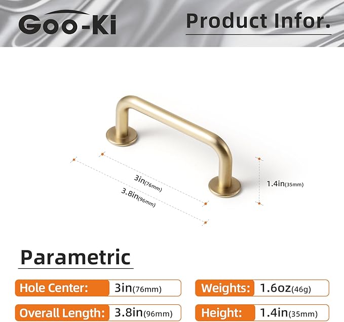 Goo-Ki 3"(76mm) c-c Champagne Bronze Cabinet Handle Drawer Pulls Zinc Alloy Kitchen Hardware - 6 Pack Modern Bar Pull Handles for Cupboard Wardrobe,9338UBR-76