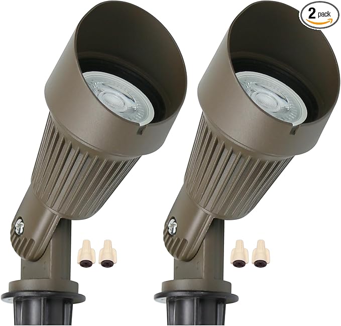 Lumina Lighting® 5W Landscape Lighting 12V Landscape Lights Low Voltage Landscape Spotlights Warm White Waterproof Outdoor Replaceable LED Bulb for Garden,Lawn,Porch,Patio and Yard (Bronze) (2-Pack)