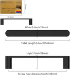 Amerdeco 10 Pack ZH0005MB Matte Black 5 Inch(128mm) Hole Centers Kitchen Cabinet Pulls Hardware Modern Kitchen Handles for Cabinets Cupboard Handles Drawer Pulls