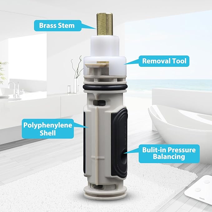 1222 Replacement Cartridge Compatible with moen One-Handle PosiTemp Faucets, Replacement Compatible with moen 1222 Shower Valve Cartridge,Metals & Plastics-2 Pack