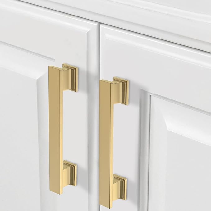 COTYKILEY 10 Pack 5 Inch(128mm) Champagne Bronze Cabinet Handles Gold Kitchen Cabinet Pulls Cabinet Door Handles Kitchen Cabinet Hardware