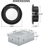 Black Recessed Lighting 4 Inch 6 Pack,Ajustable Eyeball Gimbal Light,Led Recessed Lighting 4 Inch Ceiling Light with Junction Box,5CCT Selectable,Airtight,9W 750LM,Dimmable,ETL Listed