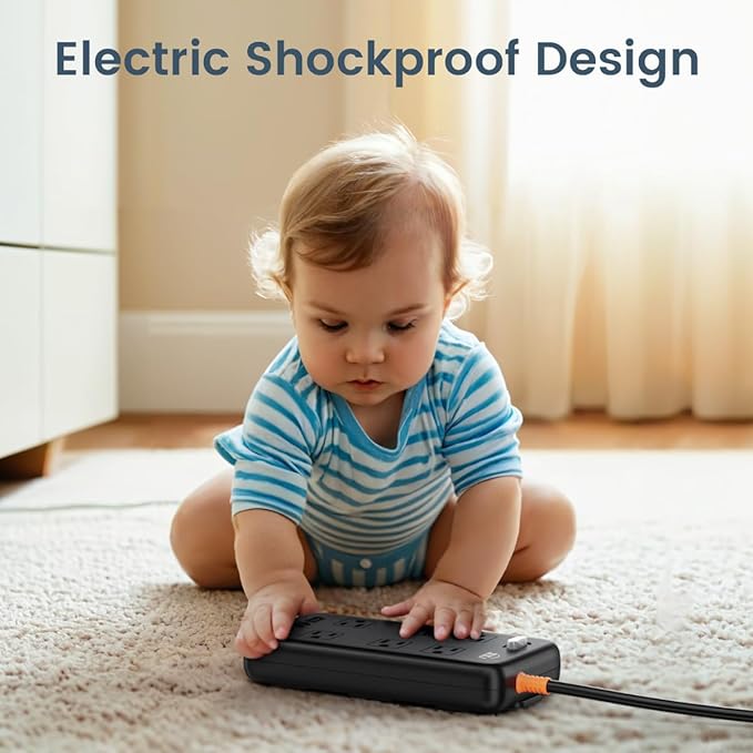 Outdoor Power Strip Weatherproof, IPX6 Waterproof Surge Protector with 6 Wide Outlets and 2USB A&2USB C, 1875W/15A, 6FT Extension Cord, Wall Mountable for Indoor Outdoor, UL FCC Listed