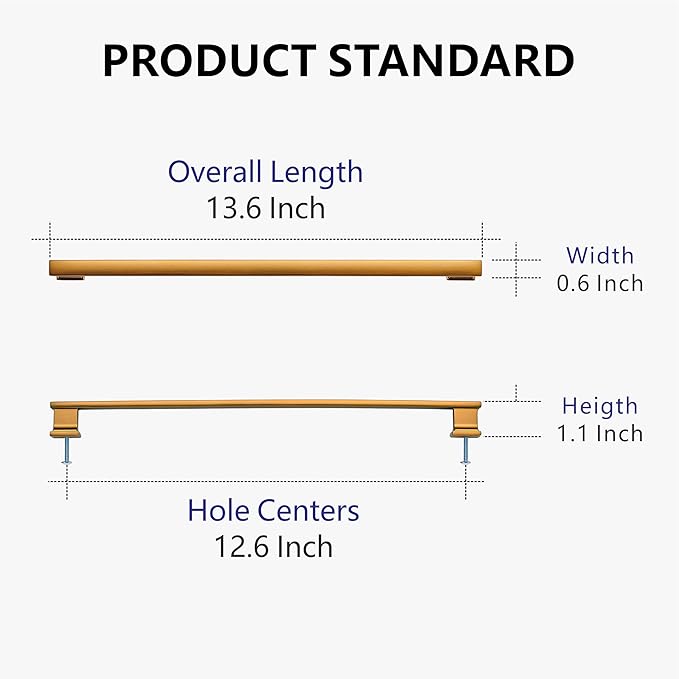 6 Pack 13.6 Inch Length|12.6 inch(320mm) Hole Center Champagne Bronze Kitchen Cabinet Handles, Cabinet Pulls Kitchen Cabinet Hardware, Cupboard Pulls, Drawer Handles