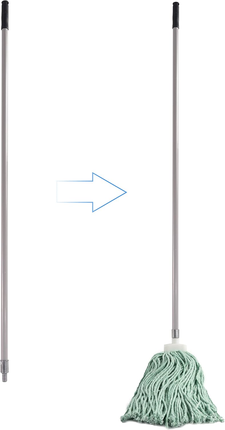 Matthew Cleaning Commercial Screw On Mop Handle for Floor Cleaning Heavy Duty Mop Head Replacement Holder 60inch with Threaded Metal Tip(Gray, 12 Pack)