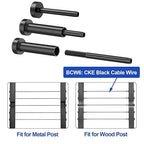 CKE 60 Pairs Black Invisible Cable Railing kit 1/8" Swage Tensioner Hardware and Terminal Hidden T316 Stainless Steel Invisible Receiver and Swage Stud End for 2"x2" 4"x4" Wood/Metal Post Deck Stairs