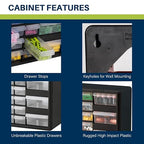 Akro-Mils 26-Drawer Plastic Drawer Storage Cabinet for Garage Organization, Bead Organizer, Building Bricks Storage, Teacher Toolbox, Makeup Organizer, 20-Inch W x 6-Inch D x 10-Inch H, 10126 Black