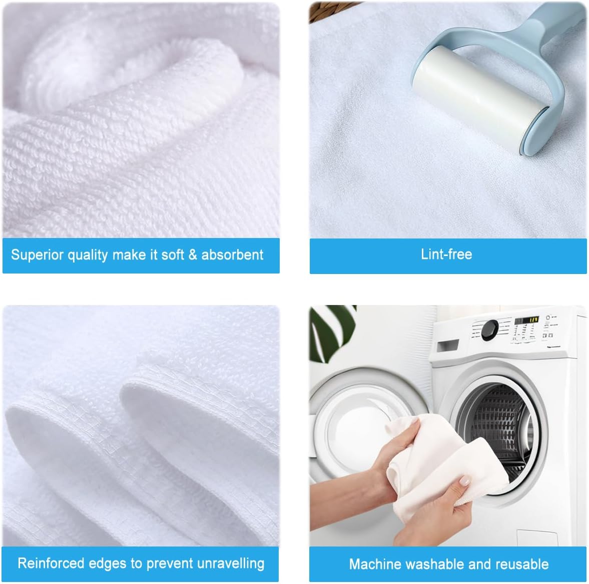 White Microfiber Cleaning Cloth 6Pack Cleaning Rags Absorbant Lint Free Cloth for House, Kitchen, Car, Glass, Stainless Steel, Window, Boat Cleaner-12''x 12''-White