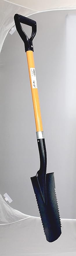 Ashman Drain Spade Teeth Shovel (2 Pack) - 48 Inches Long Handle Spade with D Handle Grip - Durable Handle with a Thick Metal Blade - Multipurpose Premium Quality Orange