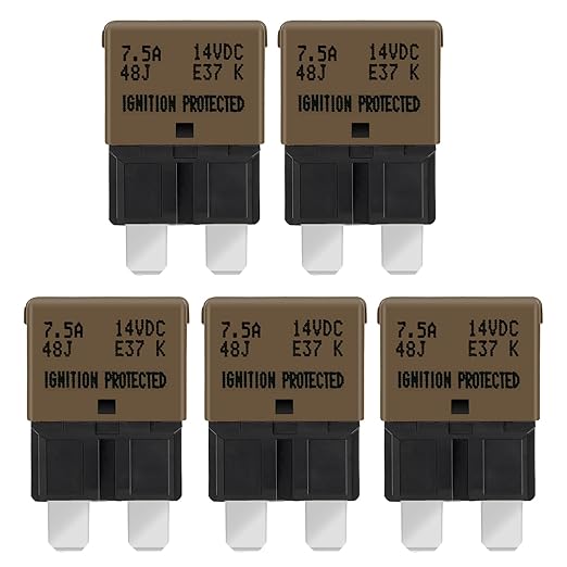 GLOSO Circuit Breakers E37 Auto (T1) Reset Low Profile ATC/ATO - (7.5A - 5 Pack)