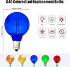 10 Pack G40 Blue Led Replacement Bulbs,E12/C7 Candelabra Base,1 Watt Shatterproof Colored Bulbs for Christmas Halloween Outdoor Indoor Decor (Blue)