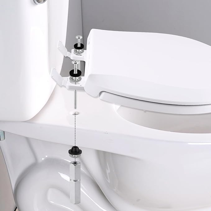 Hibbent 4 PCS Universal Toilet Seat Bolts Kit, Heavy Duty Stainless Steel Toilet Bolts with Extra Long Downlock Nuts Rubber Washers Gaskets, Easy to Install -Bathroom Toilet Repair Screw