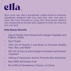Naked Nutrition Ella Vanilla Collagen Protein Powder for Women - Daily Beauty Protein Powder with Grass-Fed Collagen Peptides - Non-GMO, Gluten-Free, No Artificial Sweeteners - 20 Servings