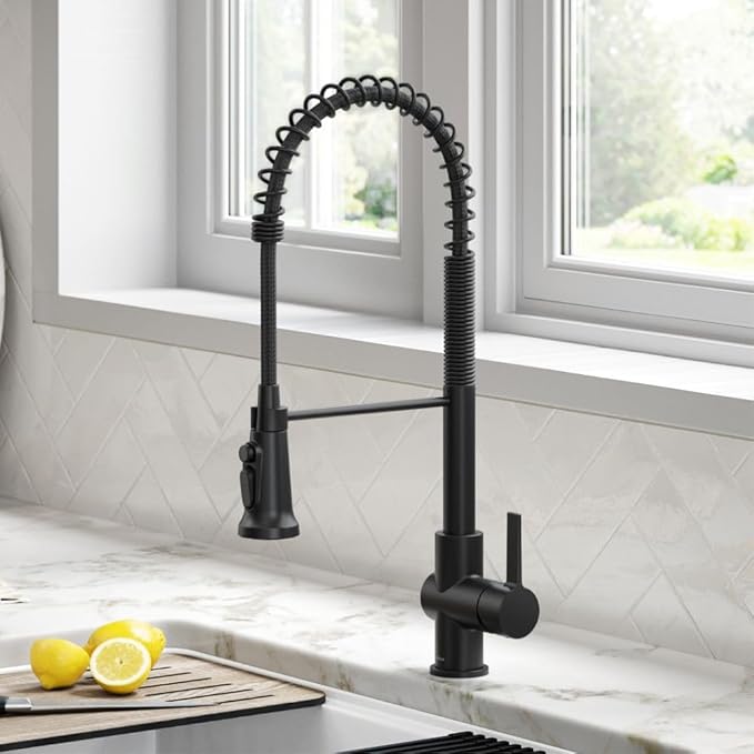 KRAUS Britt 2-in-1 Commercial Style Pull-Down Single Handle Water Filter Kitchen Faucet for Reverse Osmosis or Water Filtration System in Matte Black, KFF-1691MB