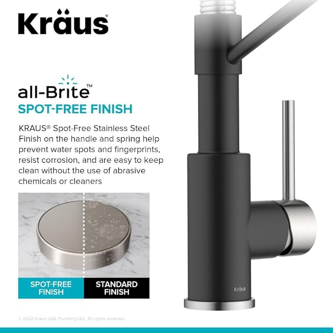 KRAUS Bolden 2-in-1 Commercial Style Pull Down Single Handle Water Filter Kitchen Faucet for Reverse Osmosis or Water Filtration System in Spot-Free Stainless Steel/Matte Black, KFF-1610SFSMB