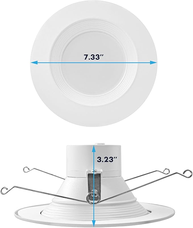 LUXRITE 5/6 Inch Retrofit LED Recessed Lighting, 17W=90W, 1500LM, 5CCT Color Selectable 2700K | 3000K | 3500K | 4000K | 5000K, Dimmable Can Light, CRI 90, Wet Rated, Energy Star, Baffle Trim (6 Pack)