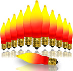 12 Pack C7 Replacement Bulbs E12 Candelabra Bulb - Red Yellow Incandescent Light Bulbs, Perfect as Halloween Christmas Light Bulbs, Candle Light Bulbs, 7 Watt, E12 Base