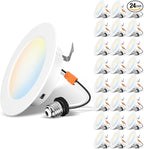 LVWIT 4 Inch LED Recessed Light, Recessed Can Lights Color Selectable 2700/3000/4000/5000/6000K 5CCT, 7W 700LM, Dimmable Led Can Lights with E26 Conversion Kit,Suitable for 4inch Can,24 Pack