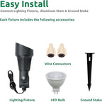 Lumina Lighting® 4W Landscape Lighting 12V Landscape Lights Low Voltage Landscape Spotlights Warm White Waterproof Outdoor Replaceable LED Bulb for Garden, Lawn, Porch, Patio and Yard (Black, 6-Pack)