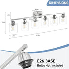 Modern Brushed Nickel 6 Light 38 inch Vanity Lights for Bathroom with Clear Glass, Vanity Light for Mirror Kitchen Living Room Hallway Cabinet Porch