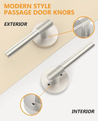Asidrama 6 Pack Passage Brushed Nickel Door Handles, Door Lever with Door Knobs Indoor for Bedroom or Bathroom, Heavy Duty Door Handles Interior with Locks for Left Right Sided Doors