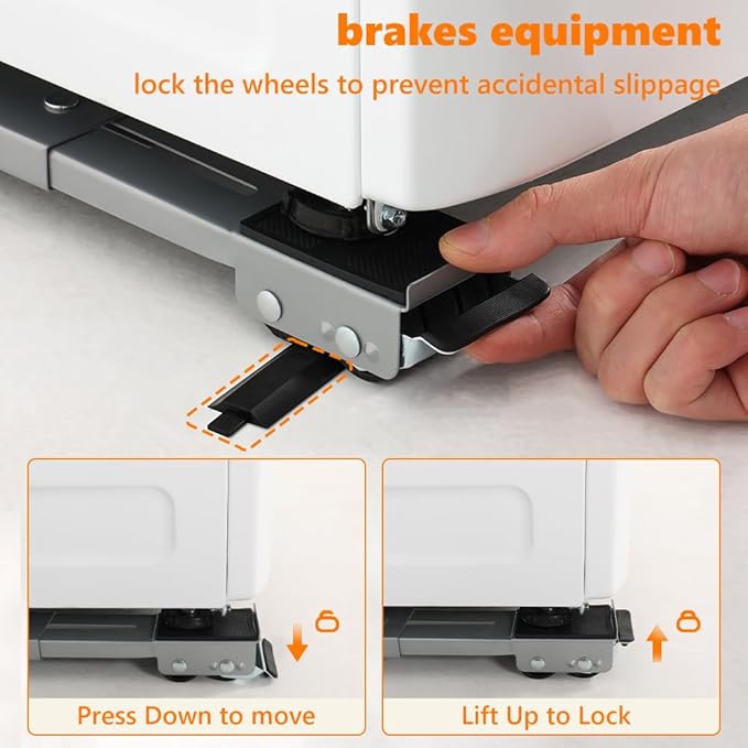 LUCKUP Heavy Duty Appliance Rollers, Extendable Washing Machine Stand Furniture Rollers Mobile Fridge Base Furniture Sliders for Refrigerators Washer and Dryer Support 660 lbs, Silver