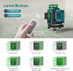 Takamine 3x360° 12 Lines Self Leveling Green Laser Level, 3D Cross Line for Construction/Picture Hanging with Removable Li-ion Battery, Remote Controller, Magnetic Rotating Stand and Hard Case