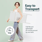 WOA WOA 3 Step Ladder, Folding Step Stool with Wide Pedals, Compact Stepping Stool for Kitchen, Sturdy Steel Ladders with Anti-Slip Feet, Supports up to 330 lbs - White