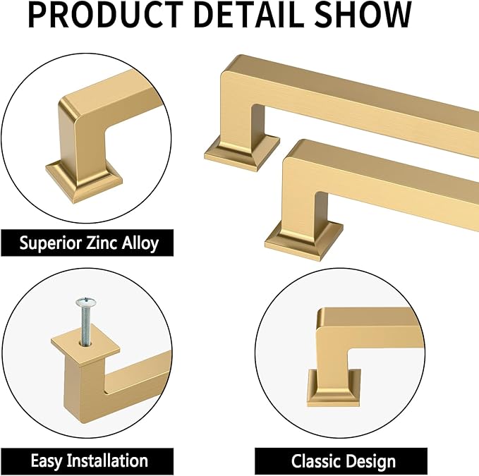 10 Pack 7"(177mm) Champagne Bronze Cabinet Pulls Kitchen Cabinet Drawer Handles Champagne Hardware for Cabinets Cupboard