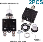 mxuteuk 2Pcs 20Amp Circuit Breakers Push Button Manual Reset 125/250V AC 50V DC, L1 Series Overload Protector Switch Thermal Circuit Breakers with Waterproof Button Caps L1-ls-20A