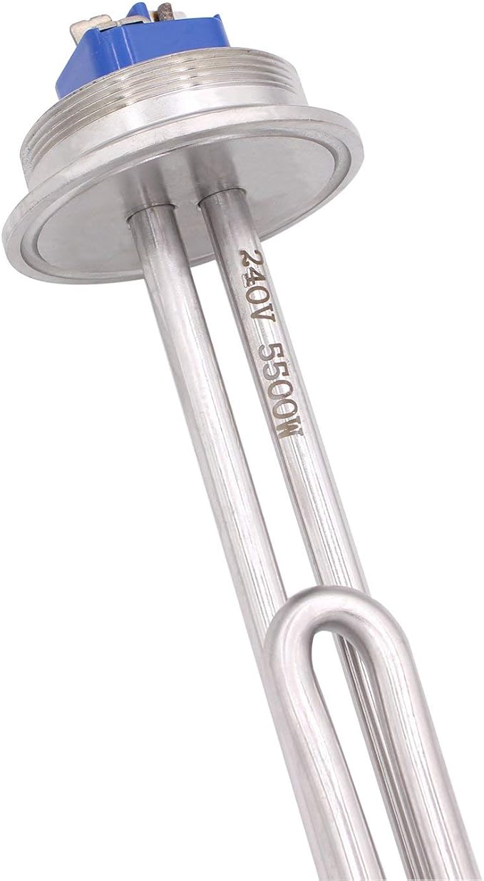 DERNORD 2 Inch (OD64) Tri-clamp 240V 5500W Foldback Heating Element Electric Water Heater with Low Watt Density