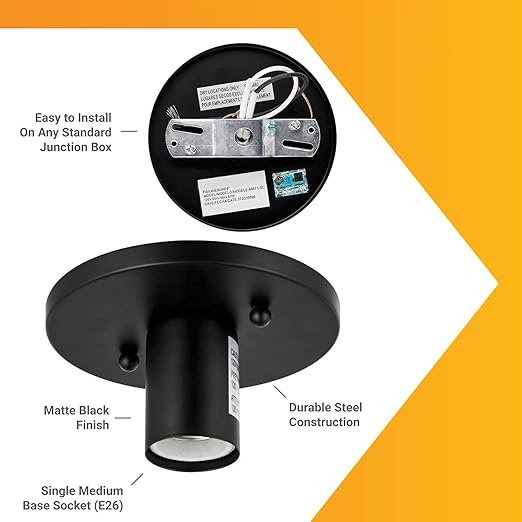 Diodesy- Lamp Socket E26 Medium Threaded Base Antique Style Light Socket Black Finish Electrical Lamp Holder for Residential Use 120V ETL Listed Pack of 4