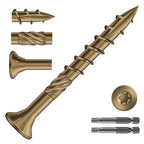 #8 x 1-1/2" Deck Screws (322Pcs) 2lb. Carbon Steel, Yellow, Flat Head, Rust Resistant epoxy Coated, with T25 Star Bit