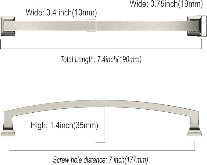 Asidrama 20 Pack 7 Inch(177mm) Brushed Satin Nickel Kitchen Cabinet Handles, Cabinet Pulls Kitchen Cabinet Hardware for Cupboard Drawer Pulls