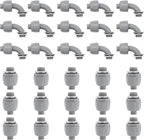 1/2 inch Liquid Tight Connector PVC Flexible Conduit Connector UL Listed Liquid Tight Connector Non-Metallic Electrical Conduit Fittings 30 Pack (15 pcs 180D/15 pcs 90D)